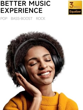 Picun B8 Bluetooth Headphones, 120H Playtime Headphone Wireless Bluetooth with 3 EQ Modes, Low Latency, Hands-Free Calls, Over Ear Headphones for Travel Home Office Cellphone PC Black