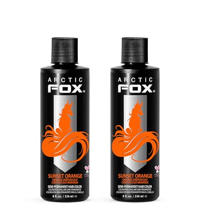 Arctic Fox Semi-Permanent Hair Dye, Vegan & Cruelty-Free, Ammonia-Free, Peroxide-Free, Conditioning Formula, Vibrant Sunset Orange, For All Hair Types, 8 Fl Oz (Pack of 2)