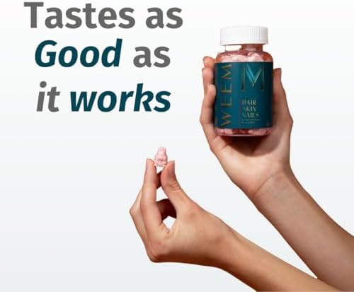 WEEM Hair Skin and Nails Gummies - Supports Healthy Hair - Vegan biotin Vitamins for Women & Men Supports Faster Hair Growth, Stronger Nails, Healthy Skin, Extra Strength (3)