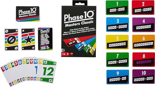 Mattel Games Phase 10 Masters Classic Card Game Including 60 Phase Target Cards That Can Be Played in Any Order for 2 to 6 Players
