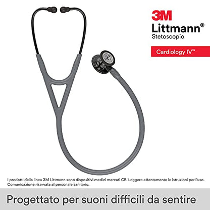 3M Littmann Cardiology IV Diagnostic Stethoscope, 6238, More Than 2X as Loud, Weighs Less, Stainless Steel High Polish Smoke-Finish Chestpiece, 27" Gray Tube, Smoke Stem, and Headset