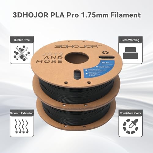 PLA Pro Filament 1.75mm 3D Printing Filament PLA + Bundle 1kg*2 (4.4lbs) Cardboard Spool Dimensional Accuracy +/- 0.03 mm-2 Pack Black