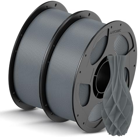 ANYCUBIC PLA Filament 1.75mm Bundle, 3D Printer PLA Filament 1.75mm Dimensional Accuracy +/- 0.02mm, 1KG Reusable Spool (2.2 lbs), 2KG Grey+Grey