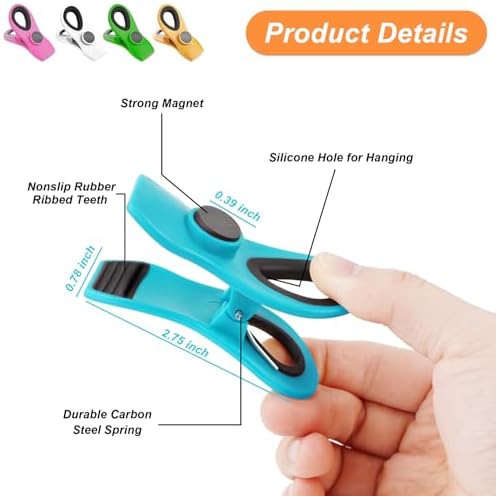 30 Pack Chip Clips Bag Clips, Multicolor Clips for Food Packages, Multipurpose Magnetic Clips, Chip Clips Bag Clips Food Clips, Refrigerator Magnet Clips Chip Clip, Bag Clips for Food Storage