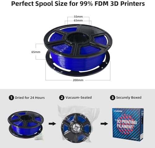 FLASHFORGE PLA Filament 1.75mm, 3D Printer Filament 1kg (2.2lbs) Spool, Dimensional Accuracy +/- 0.02mm, 3D Printing Filament Easy to Use and Fits for Most FDM 3D Printers (Blue)