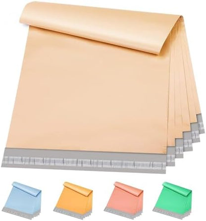 Metronic Poly Mailers 14.5x19 100 Pcs | Medium Size Shipping Bags for Clothes | Large Poly Mailer Bags, Shipping Envelopes, Mailing Bags for Small Business, Strong Adhensive Poly Bags Champagne