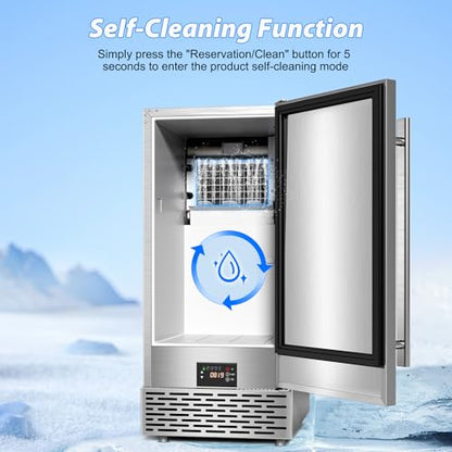 Under Counter Ice Maker, Ice Maker Machine Commercial, 120Lbs/24H with 35lbs Storage Bin, 40Pcs Cubes in 10Mins, Built in Ice Machine for Home Office Commercial