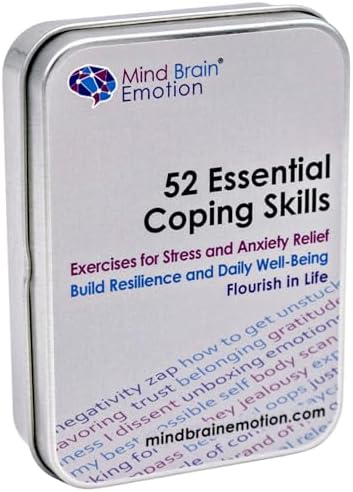 Mind Brain Emotion 52 Essential Coping Skills Cards - Self Care Exercises for Stress and Social Anxiety Relief - Resilience, Emotional Agility, Confidence Therapy Games for Teens, Adults