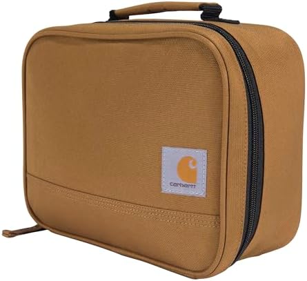 Carhartt Insulated Lunch Cooler For Men and Women, Fully Insulated Lunch Pale for Work, Outdoor, and Everyday Use, 4 Can (Carhartt Brown)