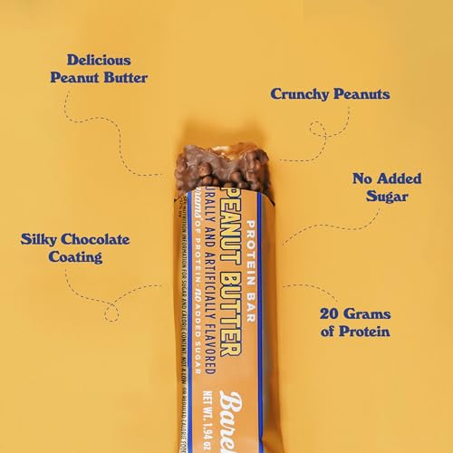 Barebells Protein Bars Peanut Butter - 12 Count, 20g High Protein Treats - Chocolate Nutrition Bar with 1g Total Sugars - On-The-Go Breakfast or Post-Workout Snack