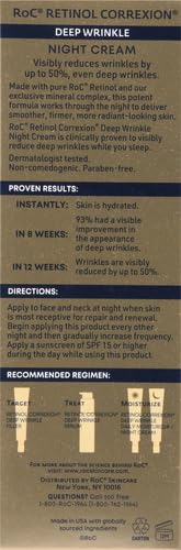 RoC Retinol Correxion Deep Wrinkle Anti-Aging Night Cream, Daily Face Moisturizer with Shea Butter, Glycolic Acid and Squalane, Skin Care Treatment, 1 Ounces (Packaging May Vary)