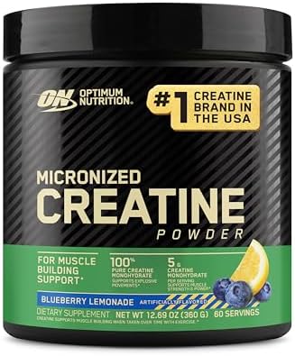 Optimum Nutrition Micronized Creatine Monohydrate Powder, Blueberry Lemonade Creatine, 60 Servings, 360 Grams (Packaging May Vary)