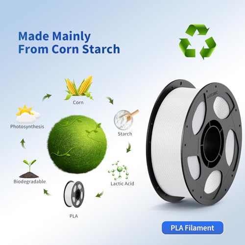 ANYCUBIC PLA 3D Printer Filament, 3D Printing PLA Filament 1.75mm Dimensional Accuracy +/- 0.02mm, 1KG Reusable Spool (2.2 lbs), White