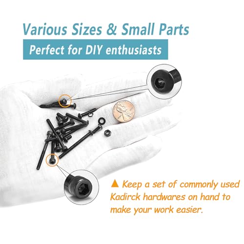 Kadrick Metric Screws Assortment,2240 Pcs M3 Screws Nuts Washers Assortment M3x4MM-35MM, Hex Socket Button & Cap Head M3 Machine Bolts Kit, 12.9 & 10.9 Grade Black Alloy Steel for 3D Printing