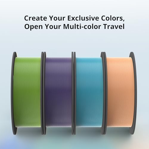 Anycubic PLA 3D Printer Filament Bundle, Intelligent PLA Filament, 1.75mm Dimensional Accuracy +/- 0.02mm, 1KG Spool, 4KG, Peach Pink, Interstellar Violet, Tropical Turquoise, Spring Leaf