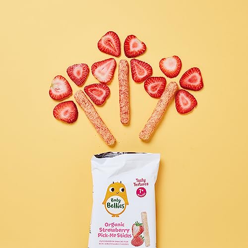 Little Bellies Organic Strawberry Pick-Me Sticks Baby Snack (Pack of 10 x 0.56 oz Individual Packs)