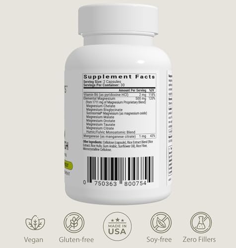 BIOptimizers Magnesium Breakthrough Supplement 4.0-7 Forms of Mg: Glycinate, Malate, Citrate, and More - Natural Support for Sleep and Cognitive Function - 60 Capsules- Calming Vitamins Complex