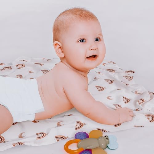GLLQUEN BABY Receiving Blanket Boy Cotton Muslin Swaddle Blankets Girl Newborn Squares Breathable & Soft Thin Baby Blankets Cloths Double Absorbent Infant Swaddling Wrap - 6 Pack (Sun)