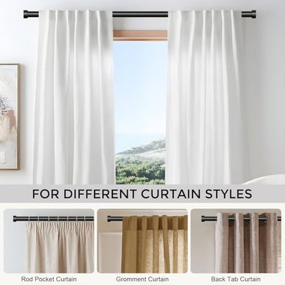 Curtain Rods for Windows 48 to 84 Inch(4-7 Feet),Black 1'' Diameter Drapery Rods with End Cap Style Design,Modern Adjustable Heavy Duty Curtain Rod,Size:36''-88''