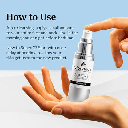 Vibriance Super C Serum for Mature Skin - All-in-One Vitamin Formula Hydrates, Firms, Lifts, Smooths, Targets Age Spots, Wrinkles, 1 fl oz