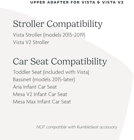 UPPAbaby Upper Adapter for Vista, Vista V2, and Vista V3 Strollers/ Compatible with Bassinet, Toddler Seat, Aria, Mesa V2, or Mesa Max Infant Car Seats / Quick + Secure Attachment / 1 Set