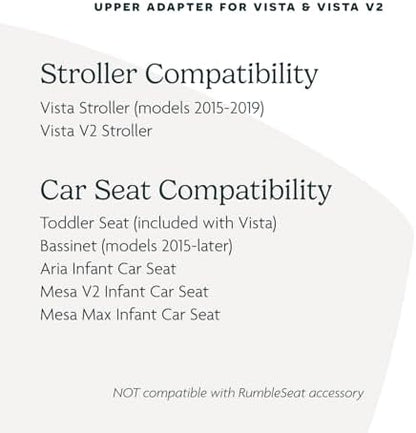 UPPAbaby Upper Adapter for Vista, Vista V2, and Vista V3 Strollers/ Compatible with Bassinet, Toddler Seat, Aria, Mesa V2, or Mesa Max Infant Car Seats / Quick + Secure Attachment / 1 Set