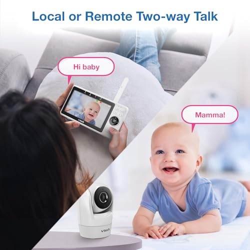 VTech Upgraded Smart WiFi Baby Monitor, 1080p FHD Camera and 5" HD IPS Display, Free App with Motion Video, Sound/Motion Detection and Notifications, Fully Remote Pan-Tilt-Zoom: VM901