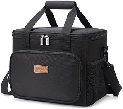Lifewit Large Lunch Bag Insulated Lunch Box Soft Cooler Cooling Tote for Adult Men Women, Black 24-Can (15L)