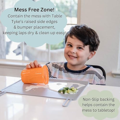 Silicone Non-Slip Placemat | Teething Edge Bumper/Spill Stopper for Babies, Toddlers & Kids | Dishwasher Safe, Travel Ready for Restaurant Meal & Activity Mat | BPA Free (Sage Green)
