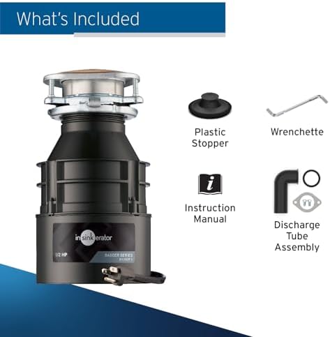 InSinkErator Badger 5 Garbage Disposal with Power Cord, Standard Series 1/2 HP Continuous Feed Food Waste Disposer, Badger 5 W/C, No Size, Black/Gray