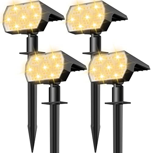 NYMPHY Solar Lights Outdoor Waterproof IP68, 56 LED 3 Lighting Modes Solar Powered Garden Yard Spot Solar Lights for Outside Landscape- 4 Pack (Warm White)