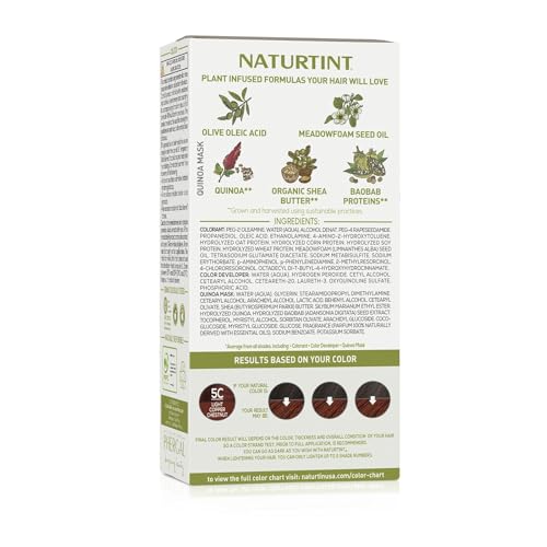 Naturtint 5C Light Copper Chestnut Permanent Hair Color (Pack of 6), Ammonia Free, Vegan, Cruelty Free, up to 100% Gray Coverage, Long Lasting Results (Packaging may vary)