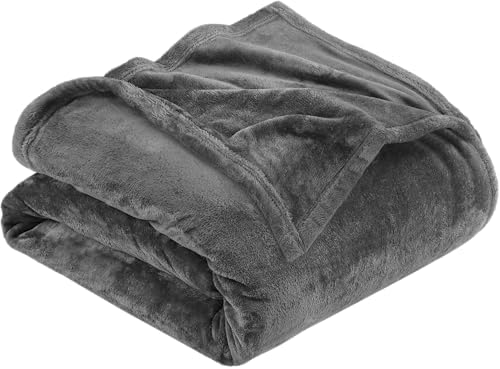Utopia Bedding Fleece Blanket Queen Size Grey 300GSM Luxury Anti-Static Fuzzy Soft Microfiber Bed Blanket (90x90 Inch)