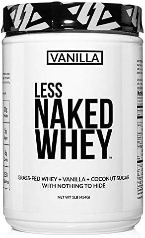 NAKED Vanilla Whey Protein 1Lb, Only 3 Ingredients, All Natural Grass Fed Whey Protein Powder + Vanilla + Coconut Sugar- GMO-Free, Soy Free, Gluten Free. Aid Muscle Growth, 12 Servings