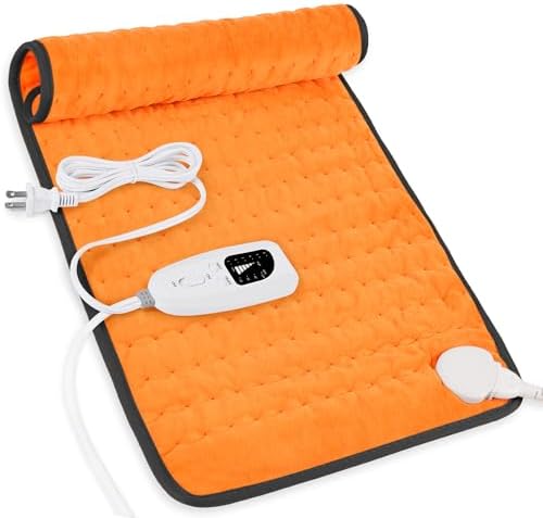 Heating Pad-Electric Heating Pads for Back,Neck,Abdomen,Moist Heated Pad for Shoulder,Knee,Hot Pad for Arms and Legs,Dry&Moist Heat & Auto Shut Off(Orange Black, 12''×24'')