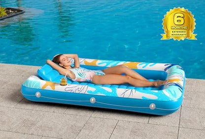 Inflatable Tanning Pool Lounger Float - Jasonwell 4 in 1 Sun Tan Tub Sunbathing Pool Lounge Raft Floatie Toys Water Filled Tanning Bed Mat Pad for Adult Blow Up Kiddie Pool Kids Ball Pit Pool