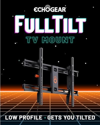 ECHOGEAR Wall Mount TV Bracket for TVs Up to 90" - Low Profile Design Tilts to Eliminate Glare - Includes Drilling Template & Can Be Leveled After Install - UL Listed for Safety