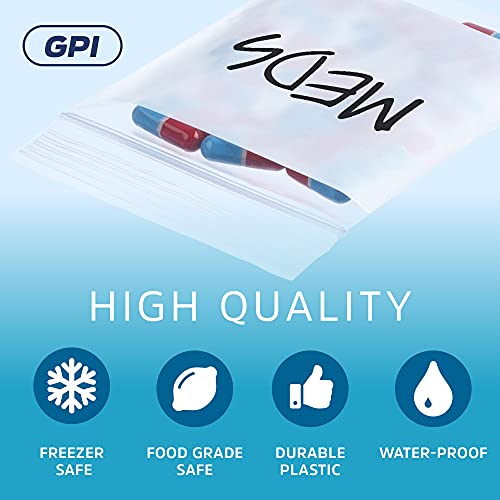 GPI Case of 1000 2" x 3" CLEAR PLASTIC RECLOSABLE ZIP BAGS - Bulk 2 mil Thick Strong & Durable Poly Baggies With Resealable Zipper Top Lock & write-on white block, for labeling, packaging & Storage.