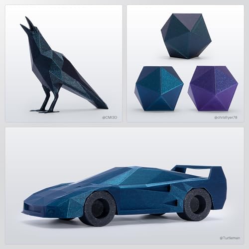 ELEGOO 250g Silk PLA Filament Bundle 1.75mm, 4 Colors 3D Printer Filaments Dimensional Accuracy +/- 0.02mm, 4 Pack 250g Spool, Silk Gold/Silk Silver/Silk Bronze/Galaxy Black