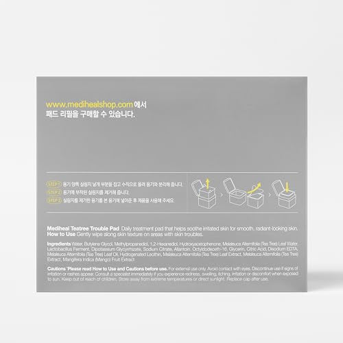 MEDIHEAL Teatree Trouble Facial Toner Pads with Tea Tree & Lactobacillus - Calming & Soothing for Sensitive & Acne Prone Skin - Vegan Face Gauze, 100 Pads