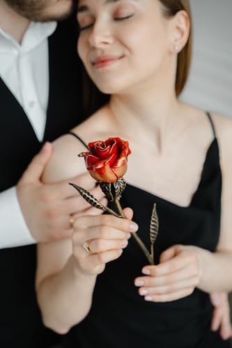 Hand Forged Wrought Iron Rose - Romantic Metal Gift of Everlasting Love - 6th Year Wedding Anniversary Surprise for Her