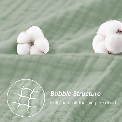 SWEET DOLPHIN Muslin Hooded Baby Bath Towels - 2 Pack 100% Cotton Towel for Babies, Infants, Toddlers - 32x32Inch - Highly Absorbent and Newborn Essential, Green and Grey