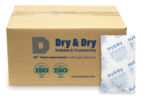 Dry & Dry 100 Gram [200 Packets] Silica Gel Packets Desiccants, Silica Packets - Rechargeable Silica Gel Packs, Desiccants Packets, Silica Gel
