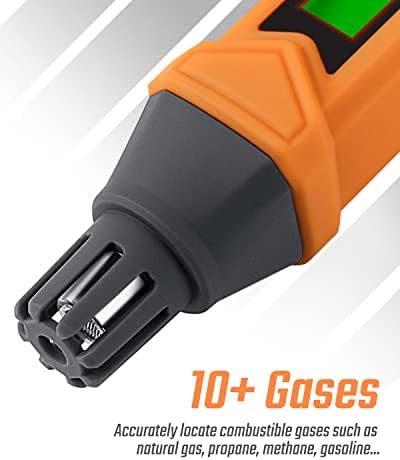 PT199 Natural Gas Leak Detector with Audible & Visual Alarm, Portable Gas Sniffer to Locate Combustible Sources Like Methane, Propane for Home(Includes Battery x2)-Orange