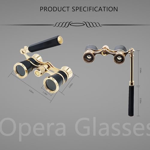 BLACKICE Opera Glasses, Opera Binoculars, 3X25 Theater Binoculars Compact with Adjustable Handle for Adults Kids Women in Concert Theater Opera (Black with Handle)