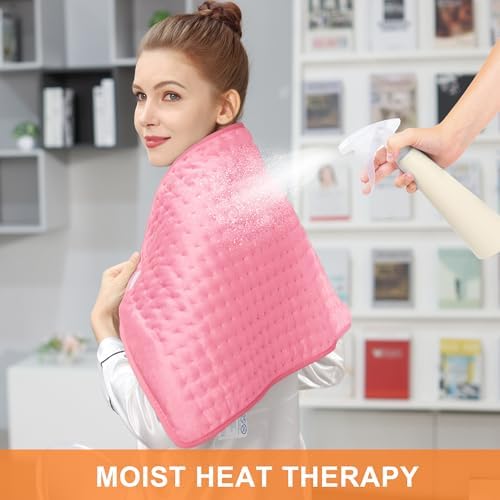 Heating Pad,Electric Heating Pads for Back,Hot Heated Pad for Abdomen,Shoulder,Knee,Multiple Temp and Auto Shut Off(BabyPink, 40''×20')