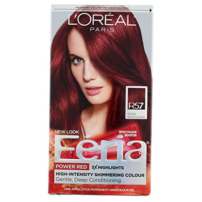 L'Oreal Paris Feria Permanent Haircolor, R57 Intense Medium Auburn 1 Count (Pack of 4)