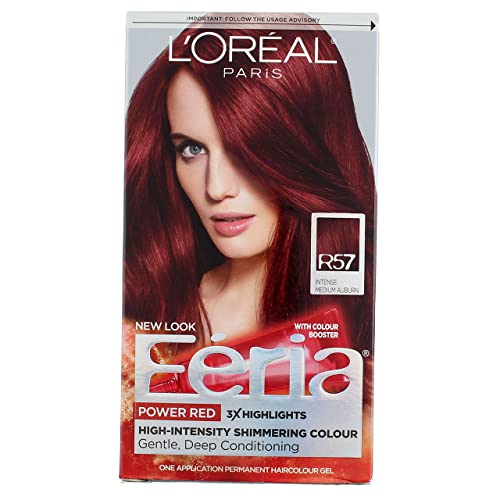 L'Oreal Paris Feria Permanent Haircolor, R57 Intense Medium Auburn 1 Count (Pack of 4)