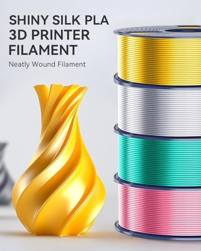 SUNLU 3D Printer Silk Filament,Shiny Silk PLA Filament 1.75mm, Smooth Silky Surface, Great Easy to Print for 3D Printers, Dimensional Accuracy +/- 0.02mm, Silk White 1KG