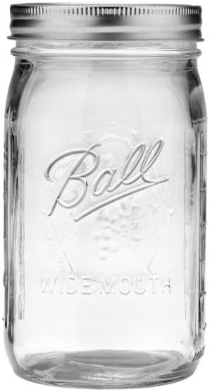 Ball Wide Mouth Glass Mason Jars with Lids and Bands, Used for Canning, Pickling, Juice, Jam, Jelly, Quart Size 32 Ounce (Pack of 2)